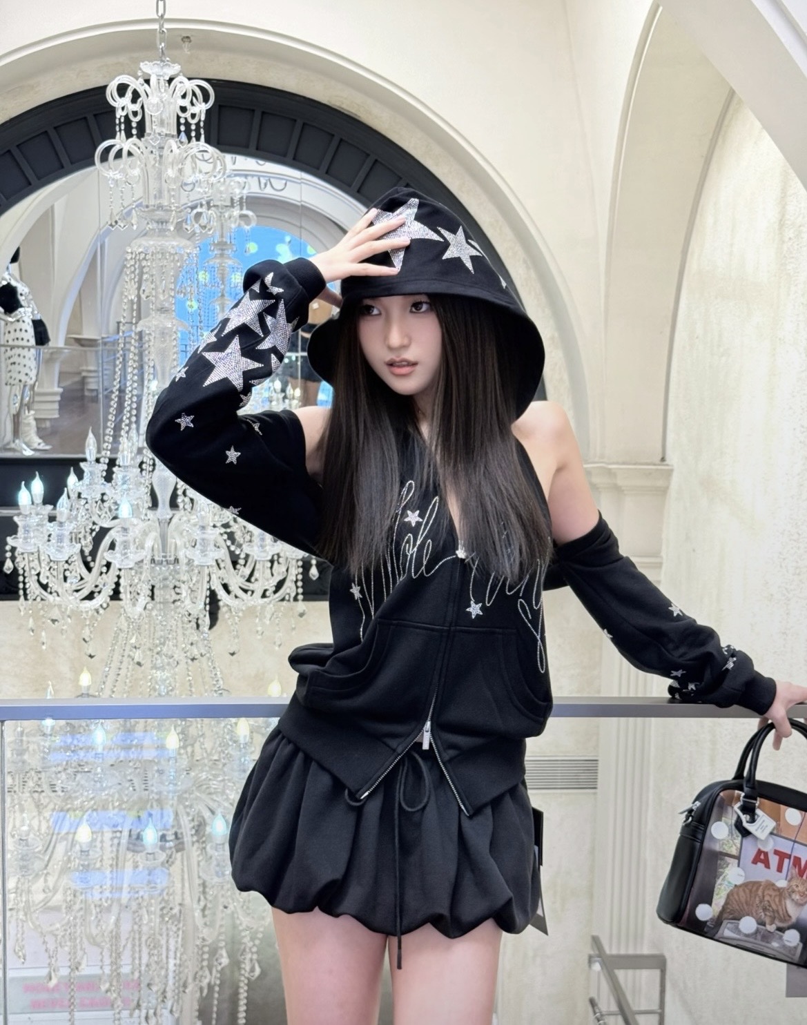 ⭑1JINN EXCLUSIVE ITEM AVAILABLE EXCLUSIVELY ONLINE AT SHELONGZ⭑ IN STOCK ♱ CHROME 2-PIECE SET (HOODED SWEATSHIRT + VEST TOP) - 2colors - Image 3