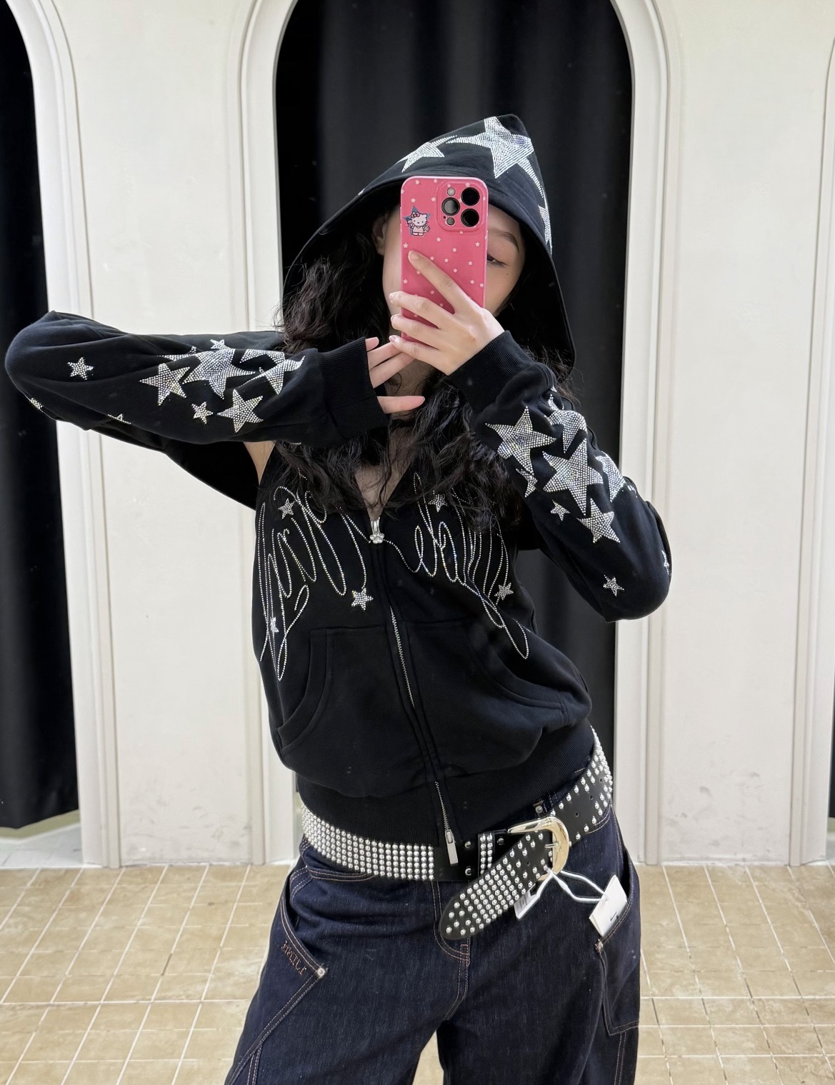 ⭑1JINN EXCLUSIVE ITEM AVAILABLE EXCLUSIVELY ONLINE AT SHELONGZ⭑ IN STOCK ♱ CHROME 2-PIECE SET (HOODED SWEATSHIRT + VEST TOP) - 2colors - Image 7