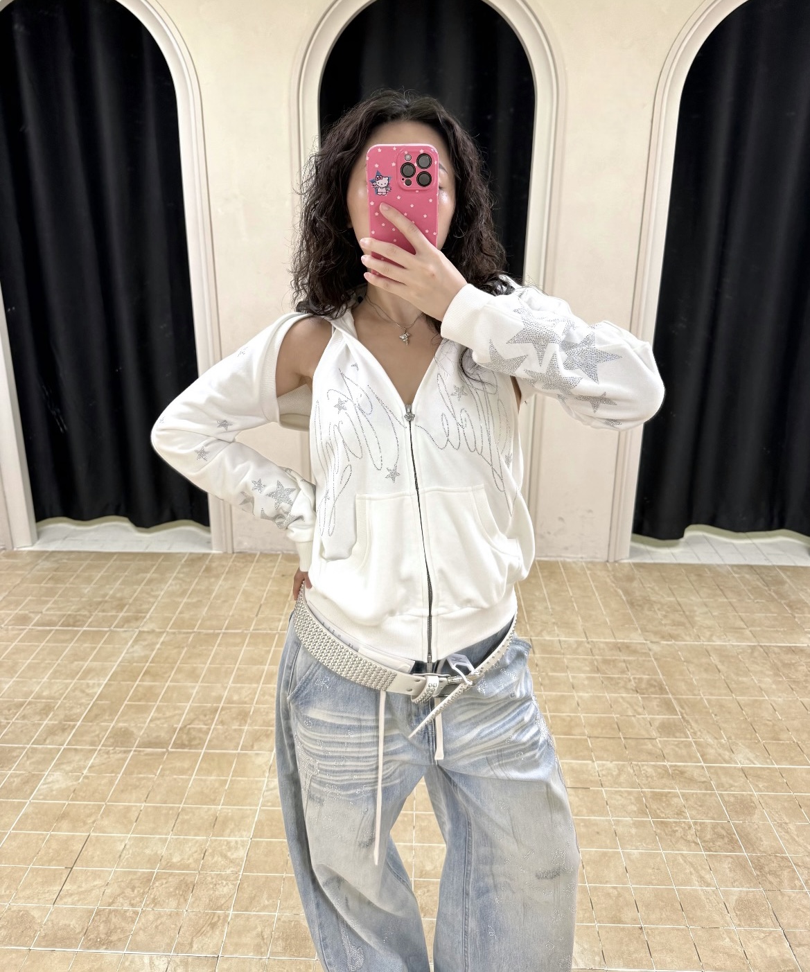 ⭑1JINN EXCLUSIVE ITEM AVAILABLE EXCLUSIVELY ONLINE AT SHELONGZ⭑ IN STOCK ♱ CHROME 2-PIECE SET (HOODED SWEATSHIRT + VEST TOP) - 2colors - Image 6