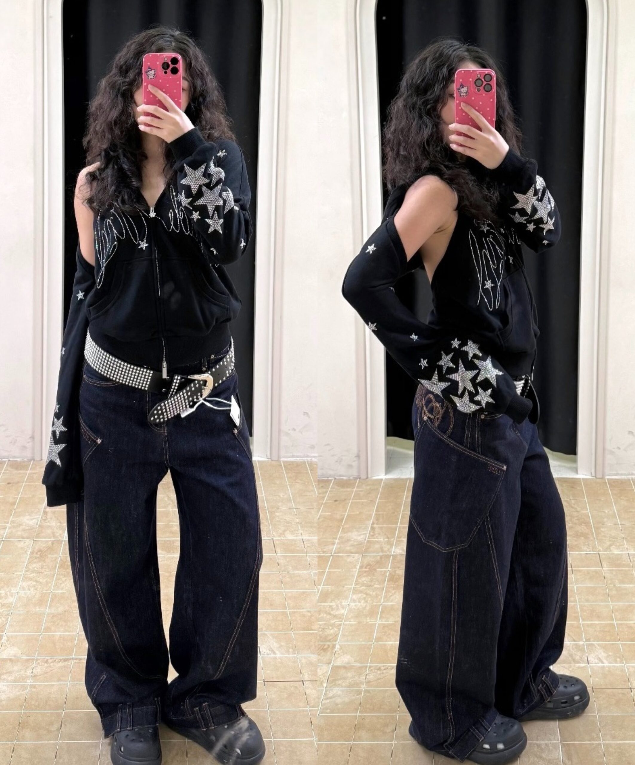 ⭑1JINN EXCLUSIVE ITEM AVAILABLE EXCLUSIVELY ONLINE AT SHELONGZ⭑ IN STOCK ♱ CHROME 2-PIECE SET (HOODED SWEATSHIRT + VEST TOP) - 2colors - Image 9