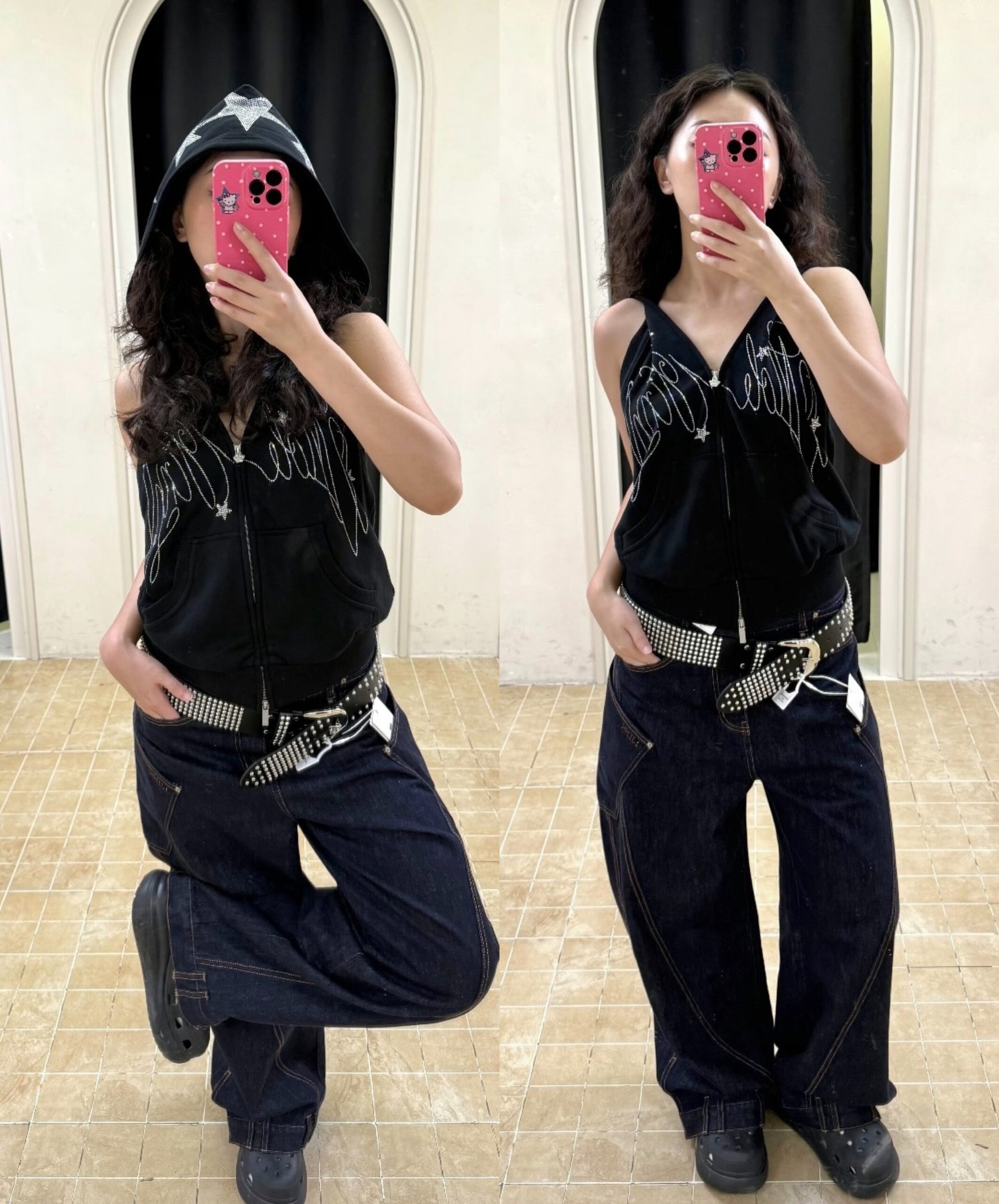 ⭑1JINN EXCLUSIVE ITEM AVAILABLE EXCLUSIVELY ONLINE AT SHELONGZ⭑ IN STOCK ♱ CHROME 2-PIECE SET (HOODED SWEATSHIRT + VEST TOP) - 2colors - Image 10