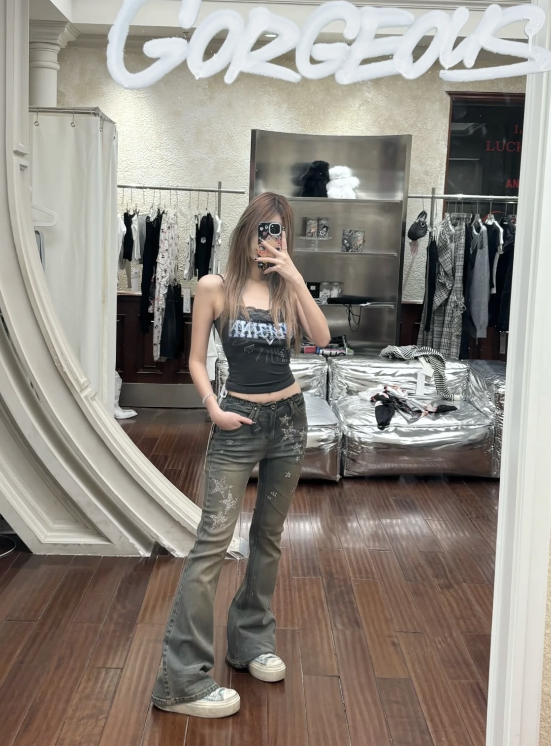 ⭑1JINN EXCLUSIVE ITEM AVAILABLE EXCLUSIVELY ONLINE AT SHELONGZ⭑ IN STOCK ♱ Y2K STAR STUDS & RHINESTONE STARS JEANS - 2styles - Image 5