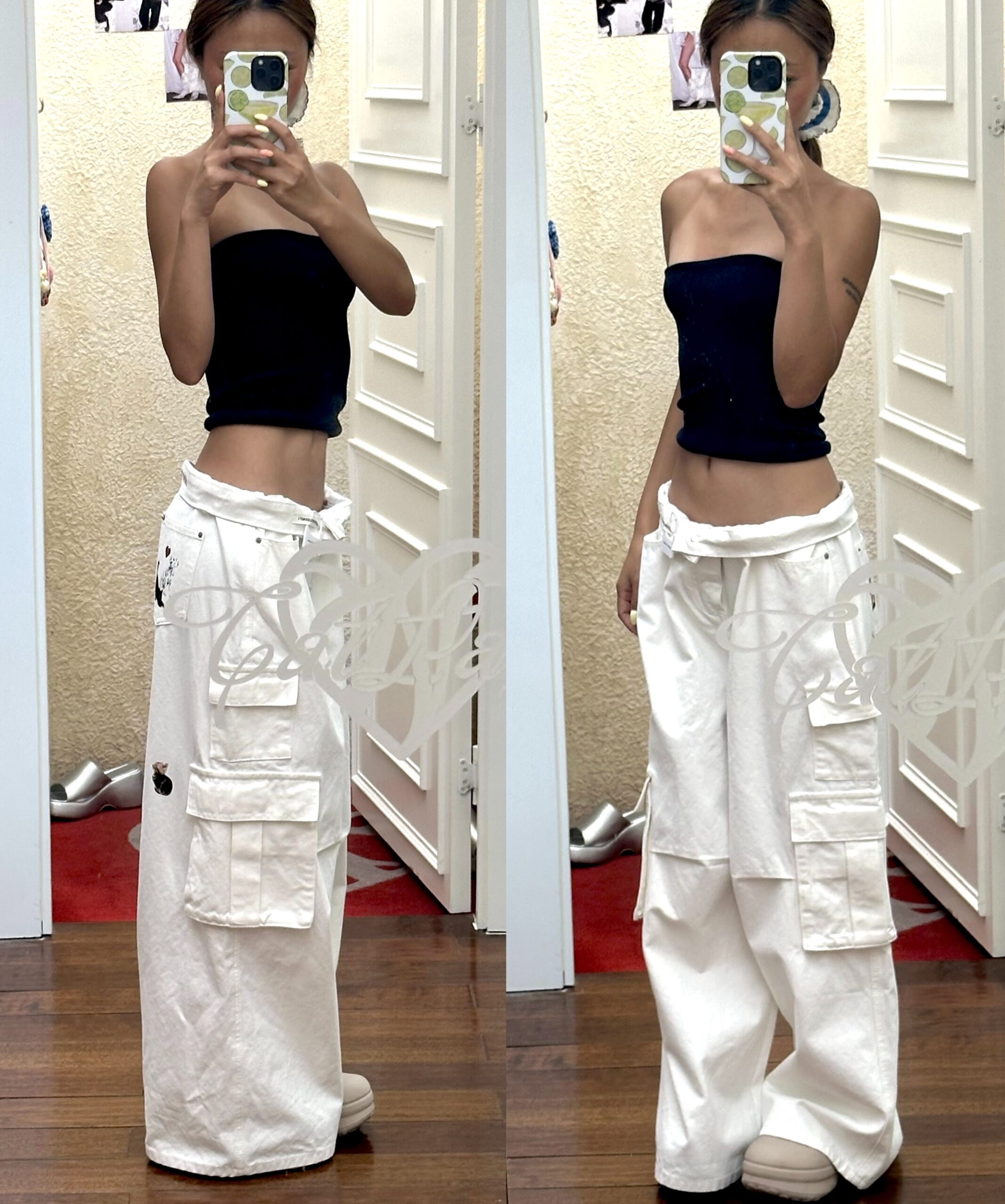 ⭑1JINN EXCLUSIVE ITEM AVAILABLE EXCLUSIVELY ONLINE AT SHELONGZ⭑ IN STOCK ♱ CAT BLESS YOU CARGO DENIM PANTS & BERMUDA LOW DENIM SHORTS - Image 7