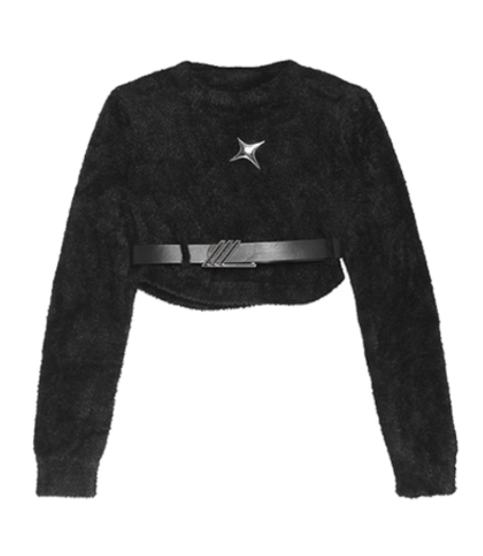 IN STOCK | YOKO WITH STAR BROOCH AND BELT KNIT TOP - Image 6