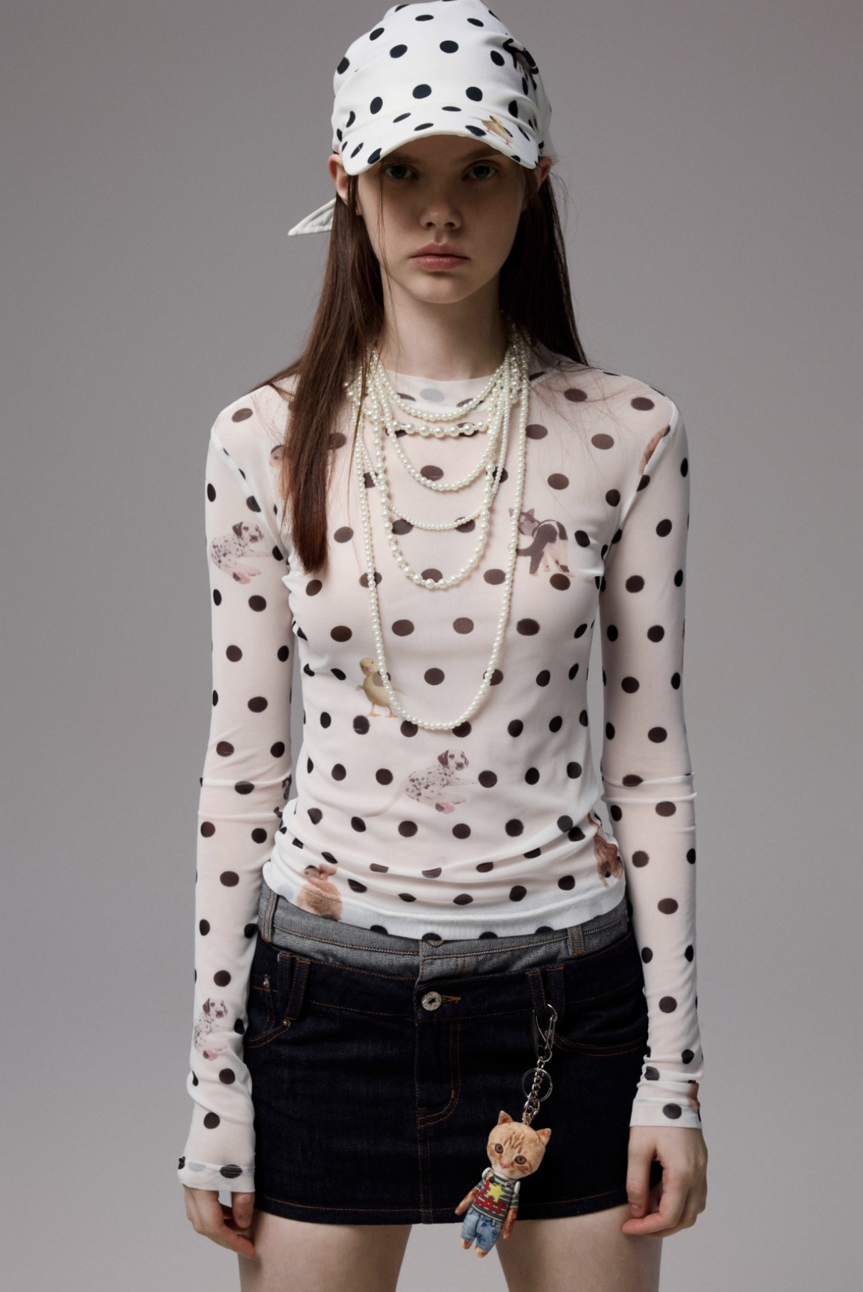 IN STOCK | MOKA POLKA DOT PET PRINT MOCK NECK TOP - 2colors - Image 14