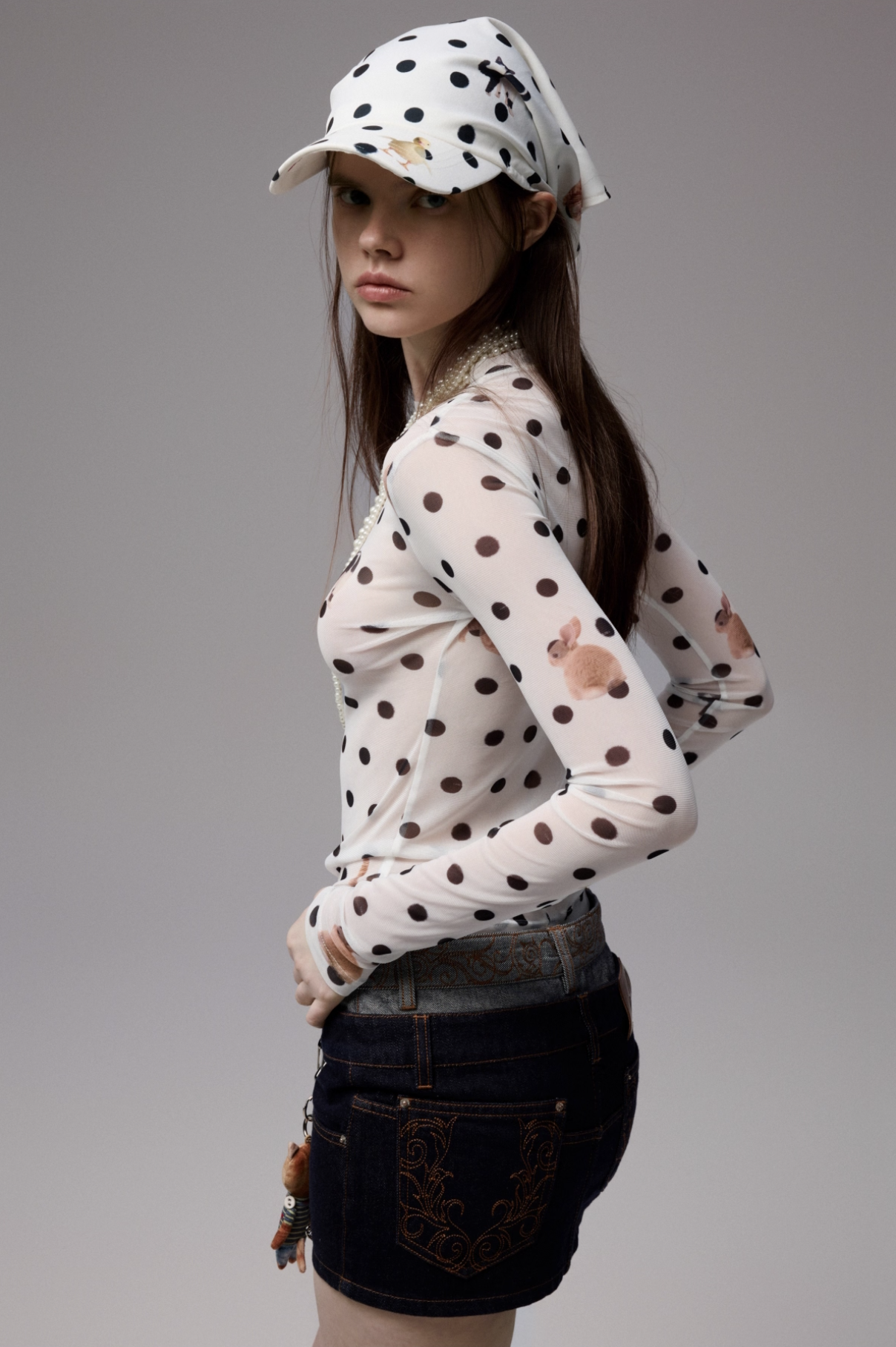 IN STOCK | MOKA POLKA DOT PET PRINT MOCK NECK TOP - 2colors - Image 15
