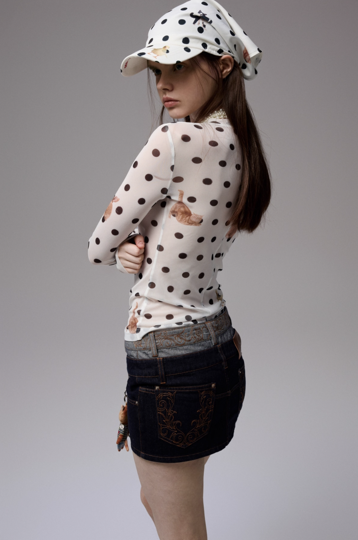 IN STOCK | MOKA POLKA DOT PET PRINT MOCK NECK TOP - 2colors - Image 10