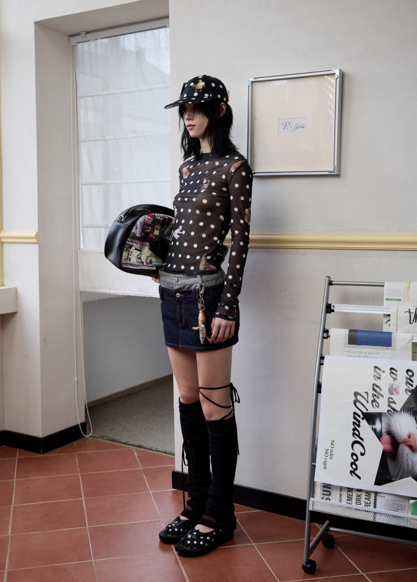 IN STOCK | MOKA POLKA DOT PET PRINT MOCK NECK TOP - 2colors - Image 12