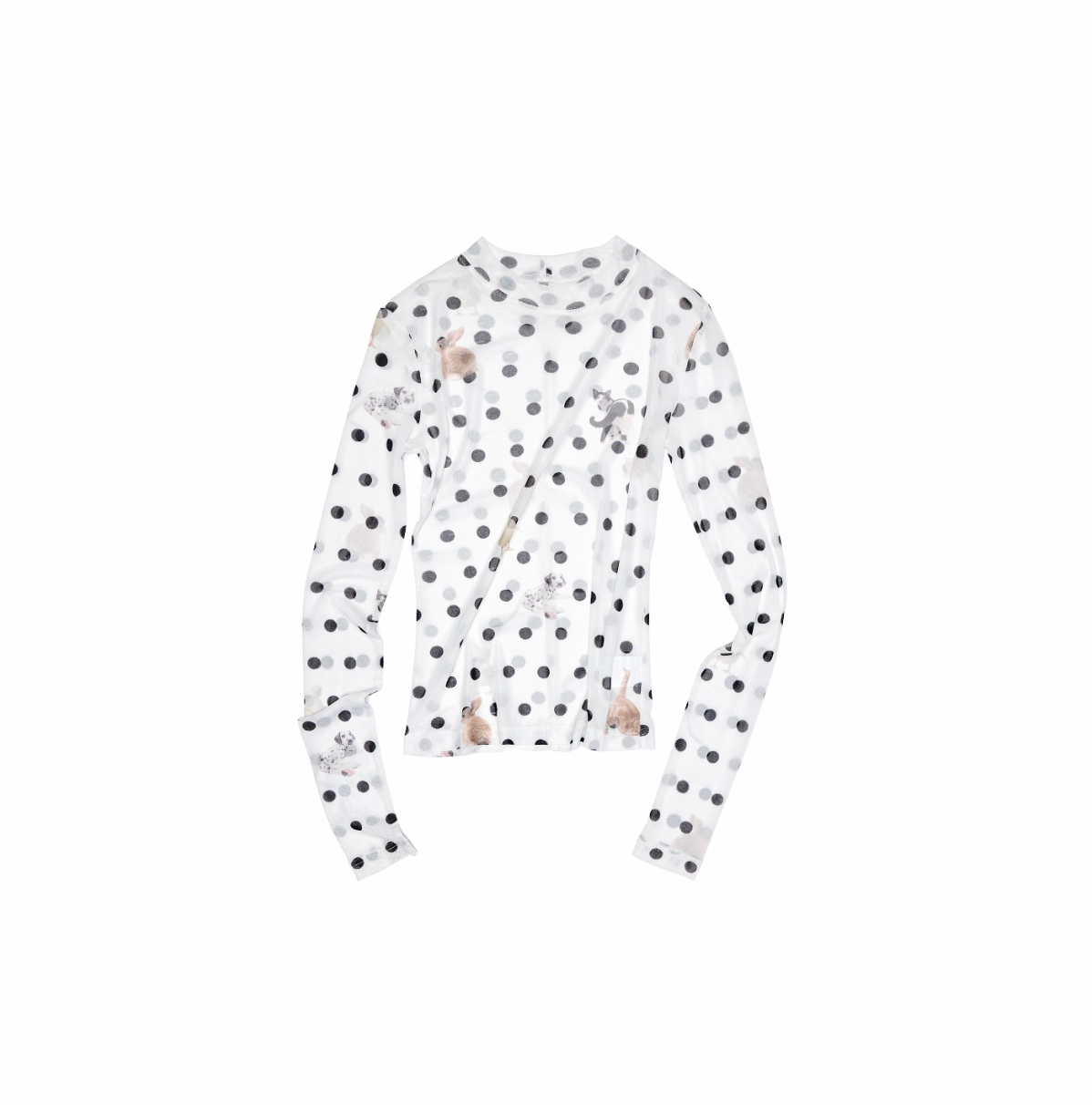IN STOCK | MOKA POLKA DOT PET PRINT MOCK NECK TOP - 2colors - Image 18