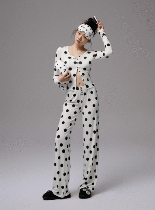 Alternative view of IN STOCK | MIGA POLKA DOT CARDIGAN & LOUNGE PANTS 2-PIECE SET - 2colors
