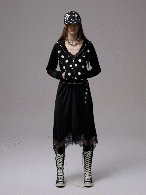 Alternative view of IN STOCK ♱ MAMIA POLKA DOT HOODIE -BLACK