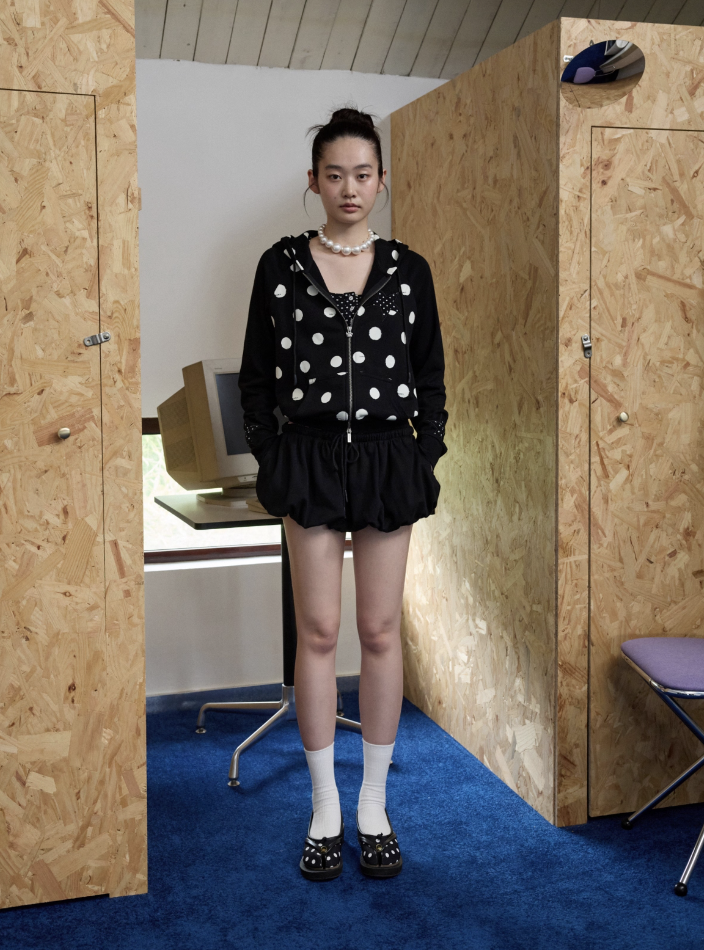 IN STOCK ♱ MAMIA POLKA DOT HOODIE -BLACK - Image 11