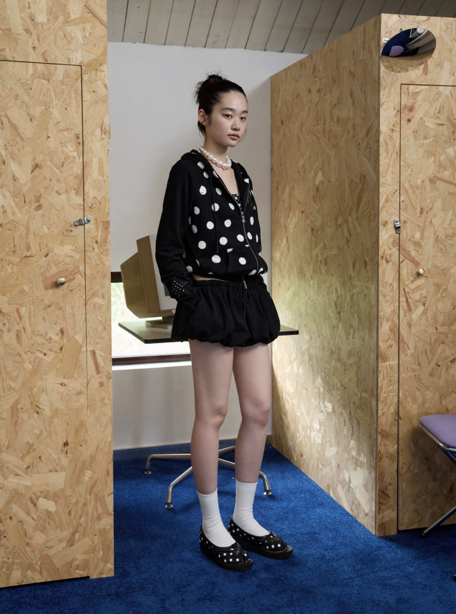 IN STOCK ♱ MAMIA POLKA DOT HOODIE -BLACK - Image 10