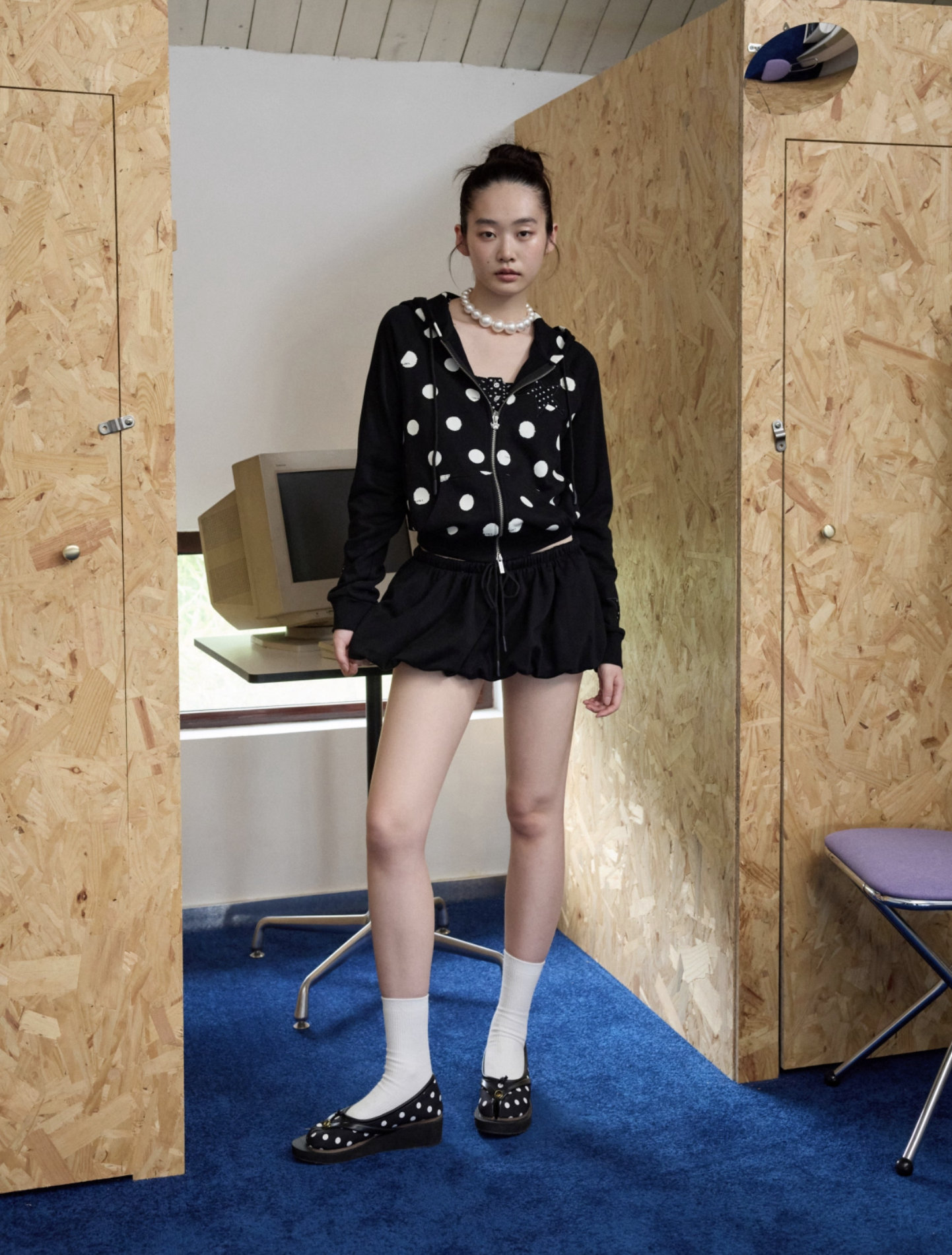 IN STOCK ♱ MAMIA POLKA DOT HOODIE -BLACK - Image 12