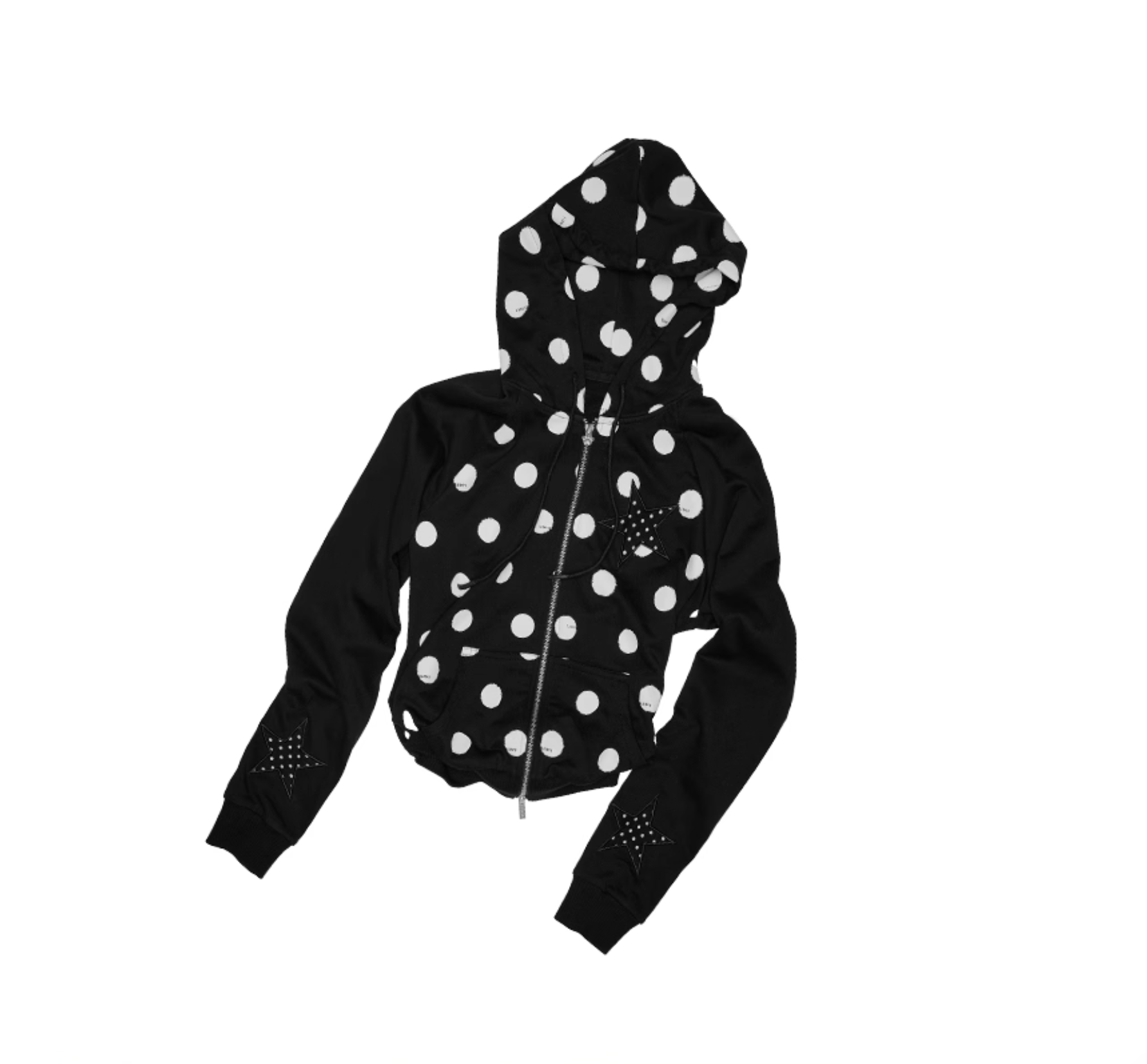 IN STOCK ♱ MAMIA POLKA DOT HOODIE -BLACK - Image 13
