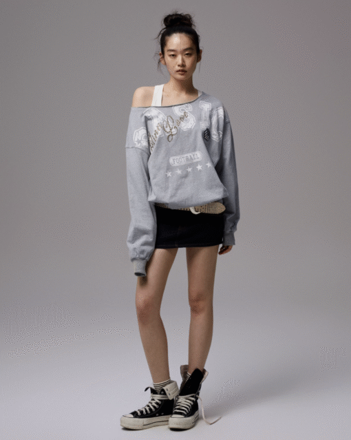 IN STOCK ♱ PENELOPE OFF SHOULDER SWEATSHIRT -- 2colors