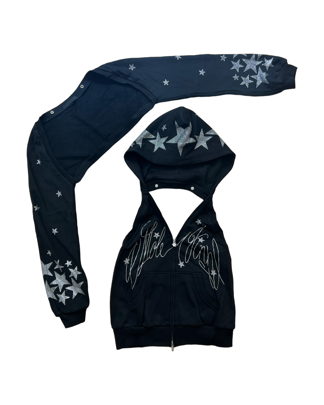 ⭑1JINN EXCLUSIVE ITEM AVAILABLE EXCLUSIVELY ONLINE AT SHELONGZ⭑ IN STOCK ♱ CHROME 2-PIECE SET (HOODED SWEATSHIRT + VEST TOP) - 2colors - Image 12