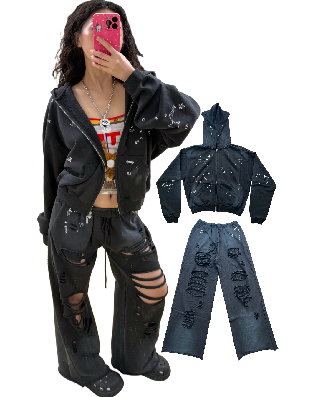 ⭑1JINN EXCLUSIVE ITEM AVAILABLE EXCLUSIVELY ONLINE AT SHELONGZ⭑ IN STOCK ♱ CHROME 2-PIECE SET - 2colors