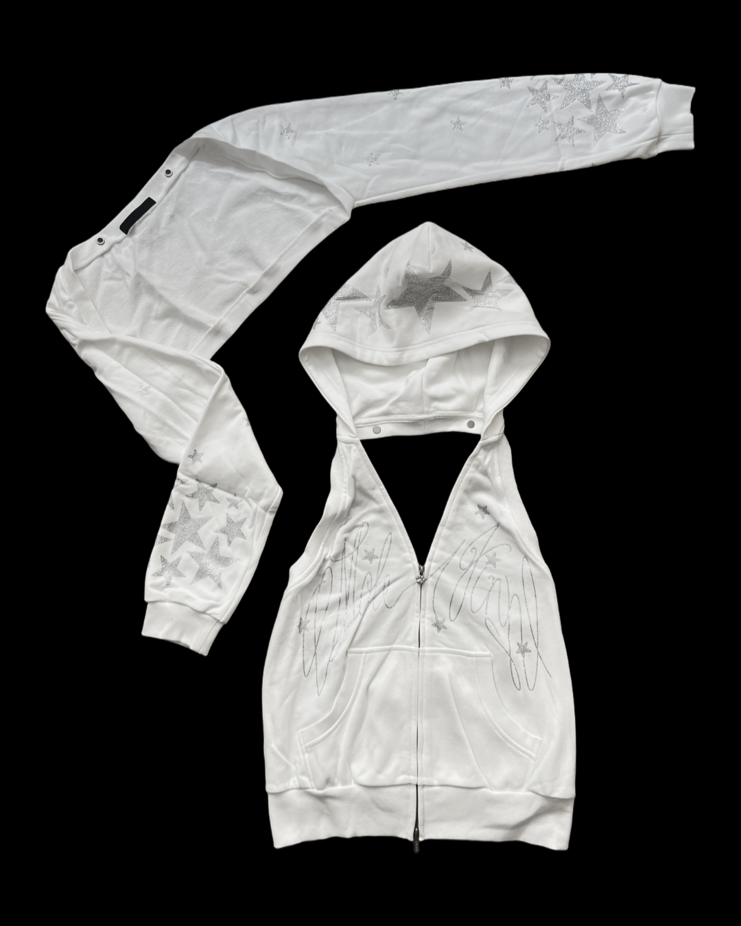 ⭑1JINN EXCLUSIVE ITEM AVAILABLE EXCLUSIVELY ONLINE AT SHELONGZ⭑ IN STOCK ♱ CHROME 2-PIECE SET (HOODED SWEATSHIRT + VEST TOP) - 2colors - Image 14