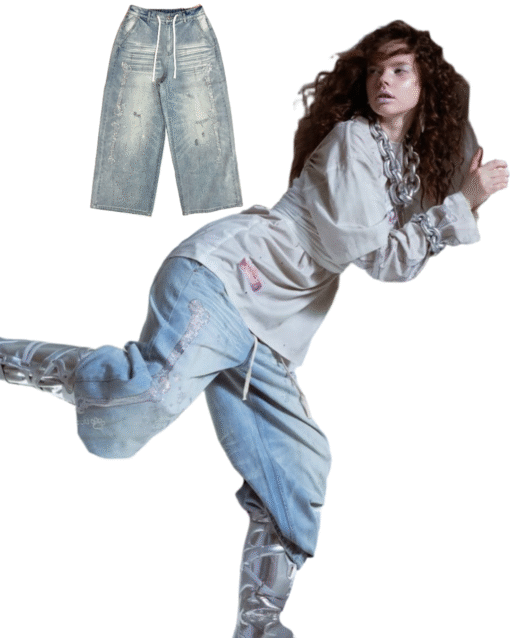 ⭑1JINN EXCLUSIVE ITEM AVAILABLE EXCLUSIVELY ONLINE AT SHELONGZ⭑ IN STOCK ♱ RHINESTONE BONE EMBELLISHMENT JEANS