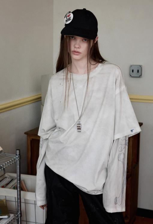 IN STOCK ♱ ROKU FAKE TWO-PIECE WASHED T-SHIRT