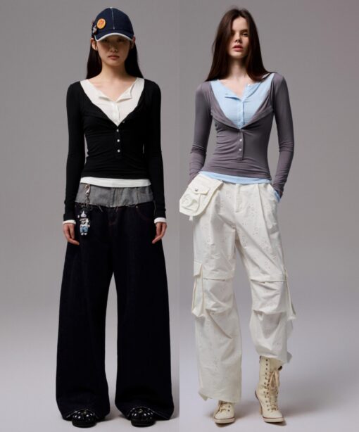 IN STOCK ♱ RABANNE FAUX TWO-PIECE TOP -- 3colors