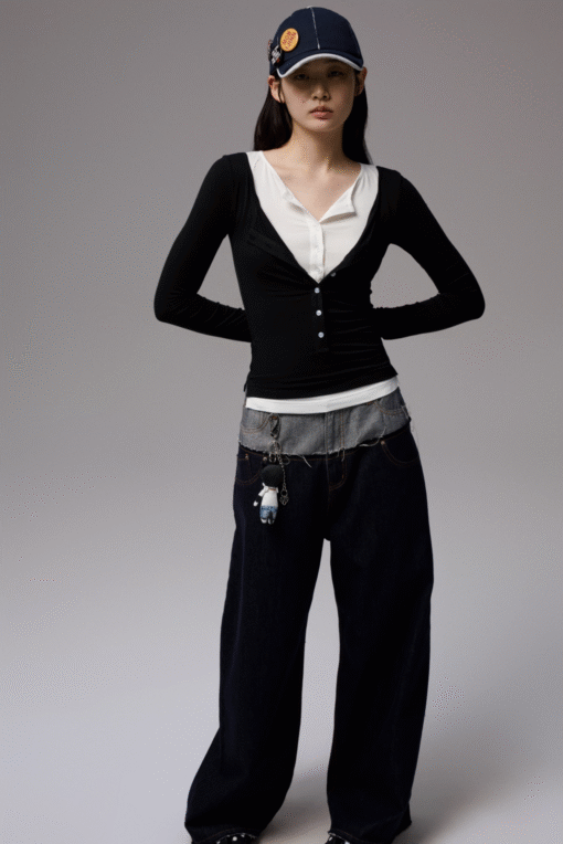 Alternative view of IN STOCK ♱ RABANNE FAUX TWO-PIECE TOP - 3colors