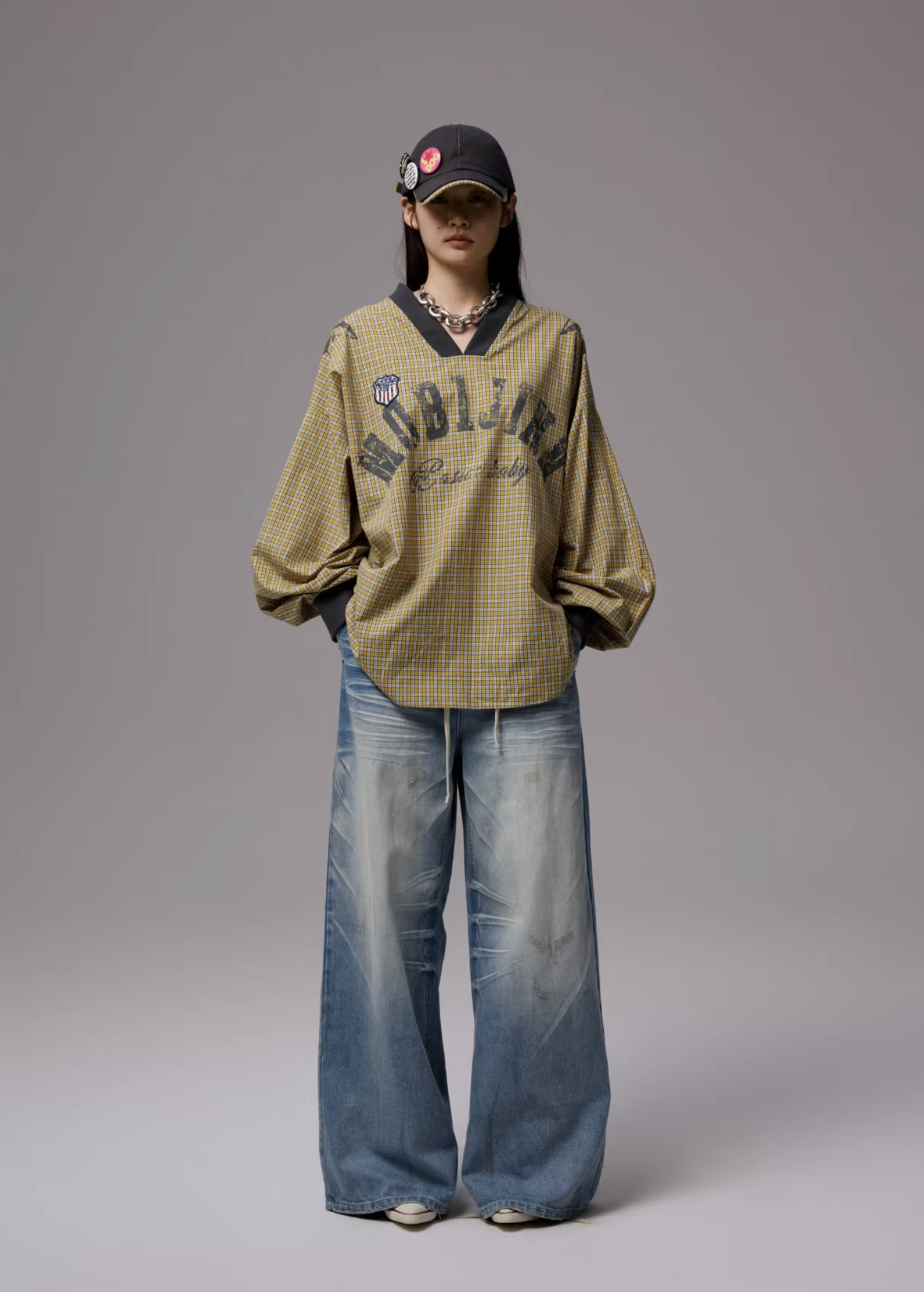 IN STOCK ♱ VINTAGE V-NECK JERSEY TOP - 4colors - Image 21