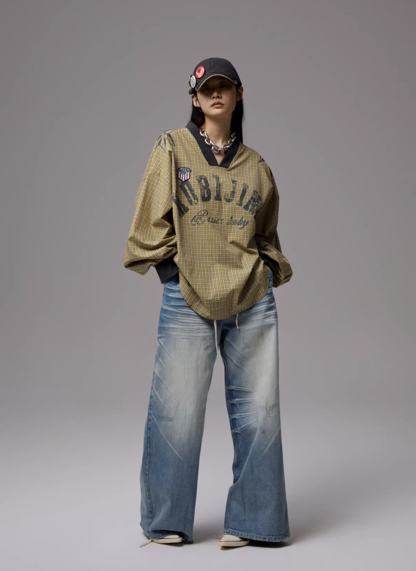 IN STOCK ♱ VINTAGE V-NECK JERSEY TOP - 4colors - Image 3