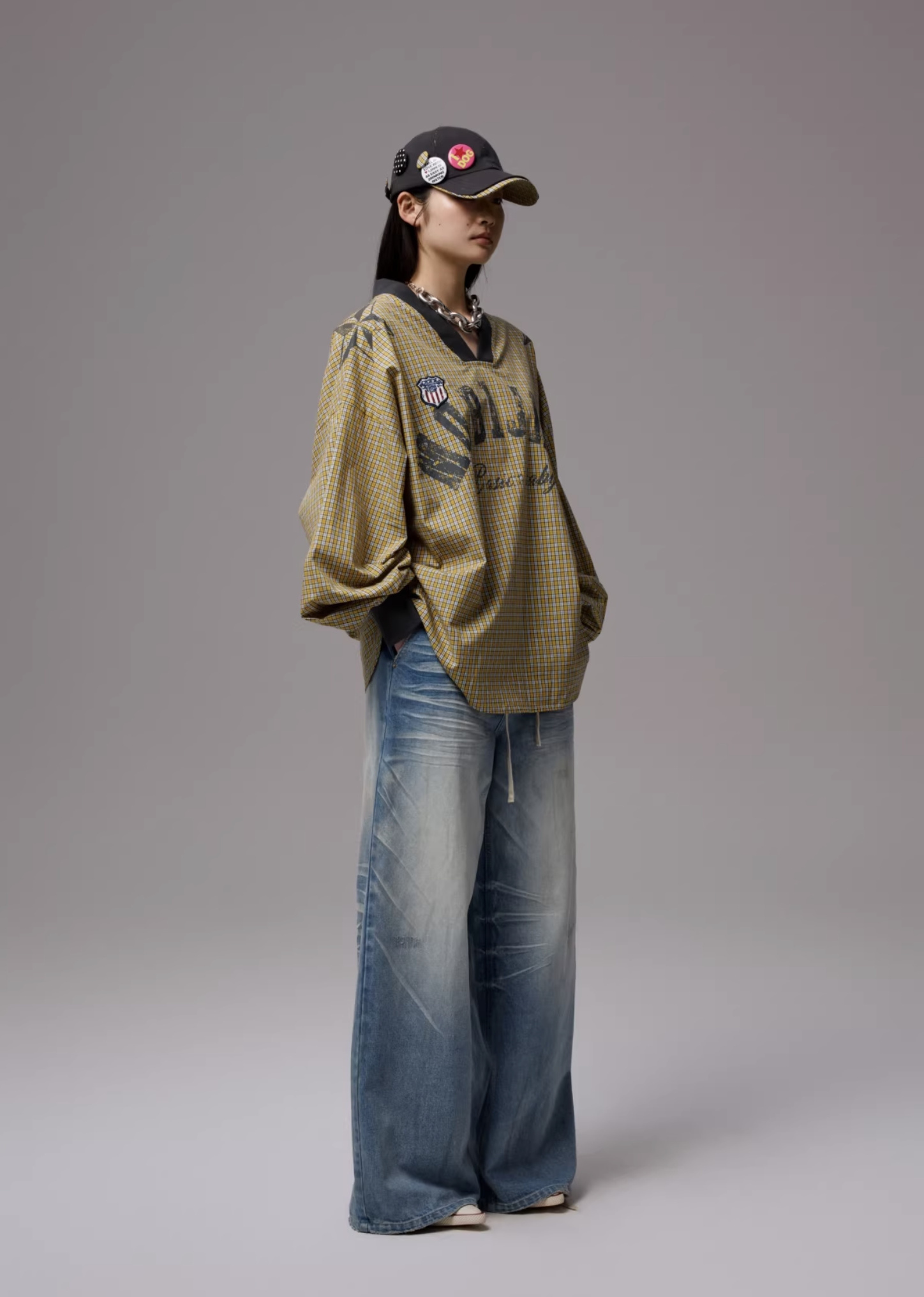 IN STOCK ♱ VINTAGE V-NECK JERSEY TOP - 4colors - Image 15