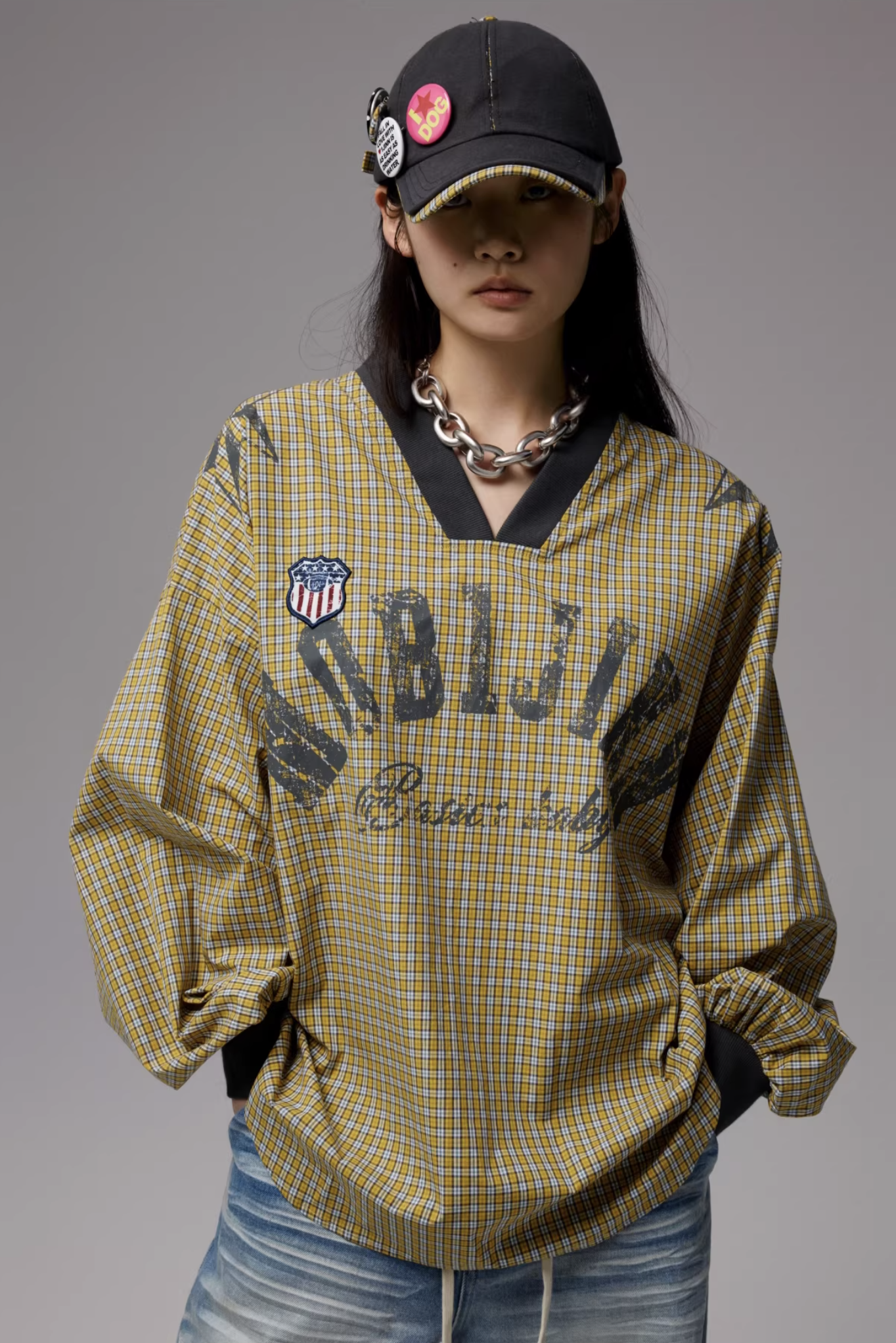 IN STOCK ♱ VINTAGE V-NECK JERSEY TOP - 4colors - Image 11