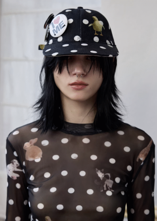 IN STOCK ♱  POLKA DOTS POP CAP + PLAYFUL REMOVABLE PIN BADGES