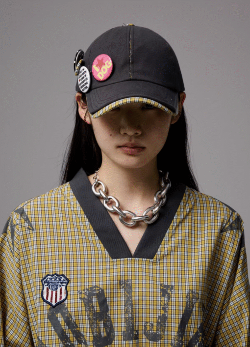 Alternative view of IN STOCK ♱ DARK GRAY CONTRAST POP CAP + PLAYFUL REMOVABLE PIN BADGES