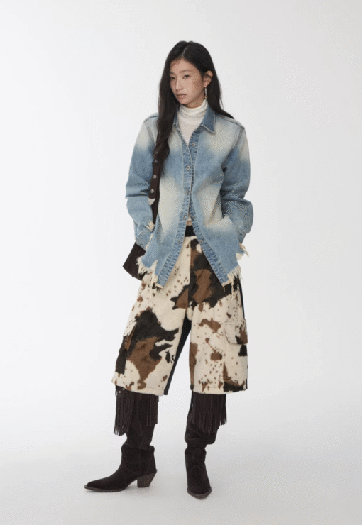 Alternative view of ♱ VINTAGE WASHED FRAYED DENIM SHIRT – 2colors ♱ PRE-ORDER 10 DAYS