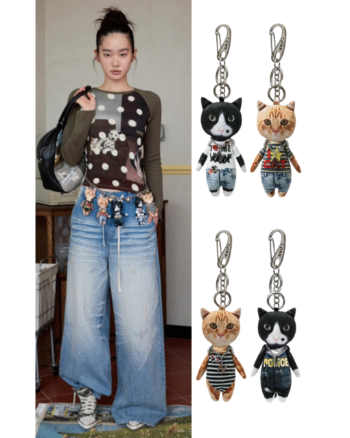 IN STOCK ♱ KAWAII PLUSH CAT KEYCHAIN - 4styles