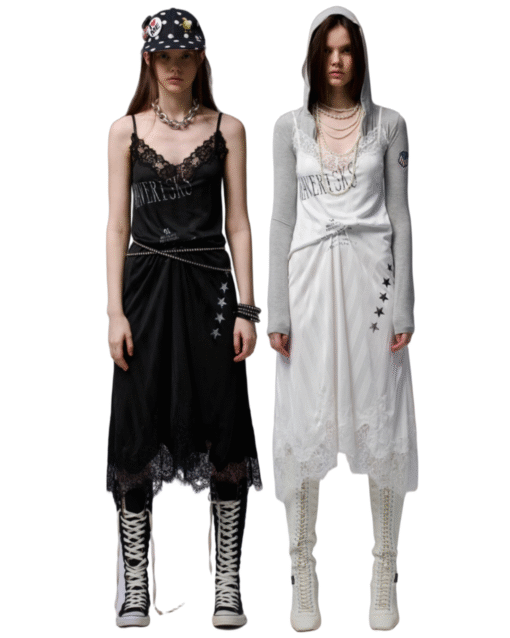 IN STOCK ♱ VINTAGE LACE-TRIM SLIP DRESS - 2colors