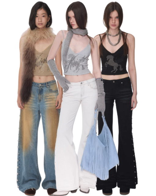 ♱ KNIGHT HORSE RHINESTONE KNIT CAMISOLE – 3colors ♱ PRE-ORDER 10 DAYS