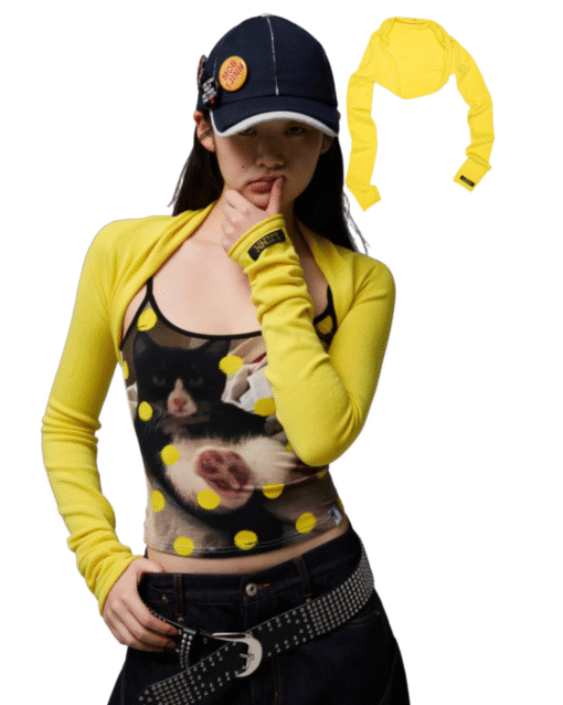 IN STOCK ♱ YELLOW CROPPED LONG-SLEEVE SHRUG