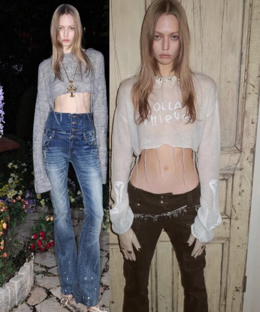 ♱ SEQUIN SHEER KNIT CROPPED SWEATER - 3colors ♱ PRE-ORDER 10 DAYS