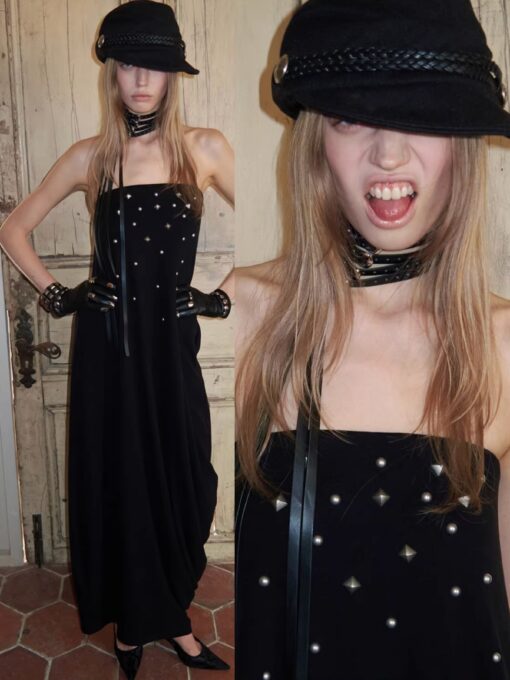 ♱ STUDDED SCULPTURAL MAXI DRESS - 3colors ♱ PRE-ORDER 10 DAYS