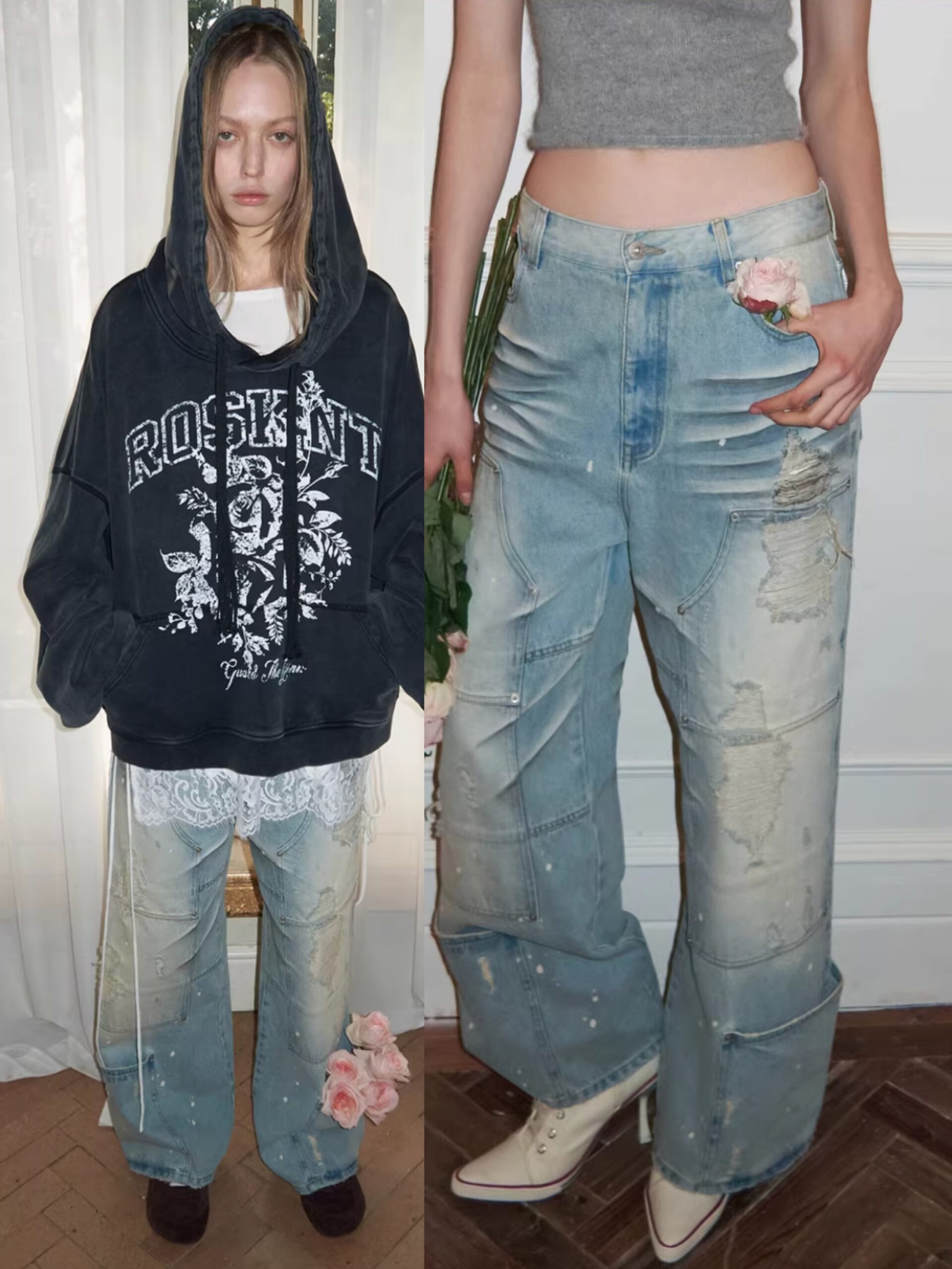 ♱ WASHED DISTRESSED STRAIGHT-LEG JEANS ♱ PRE-ORDER 10 DAYS