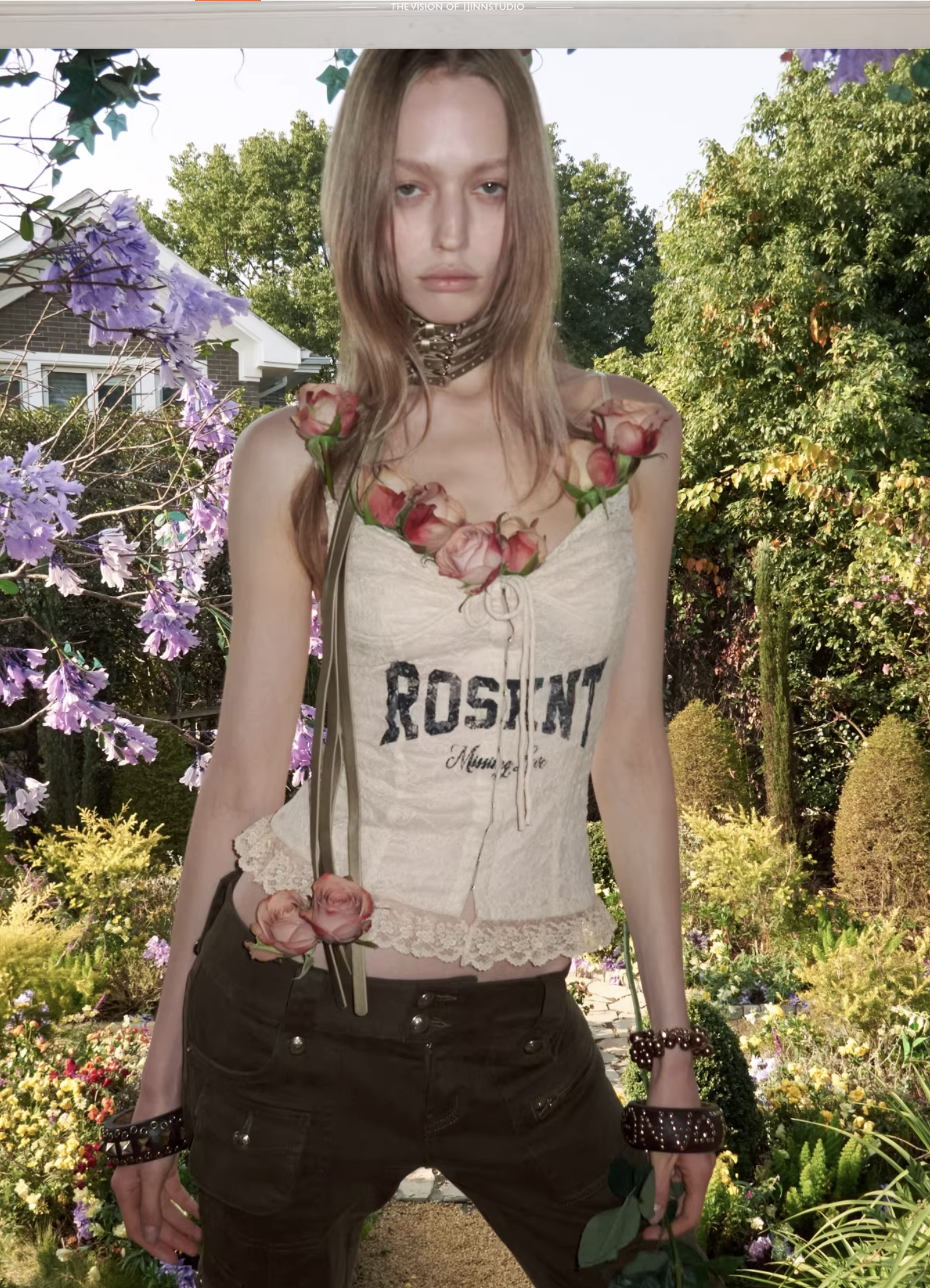 ♱ ROSIE LACE-UP LETTER PRINT CORSET CAMISOLE - 3colors ♱ PRE-ORDER 10 DAYS - Image 9