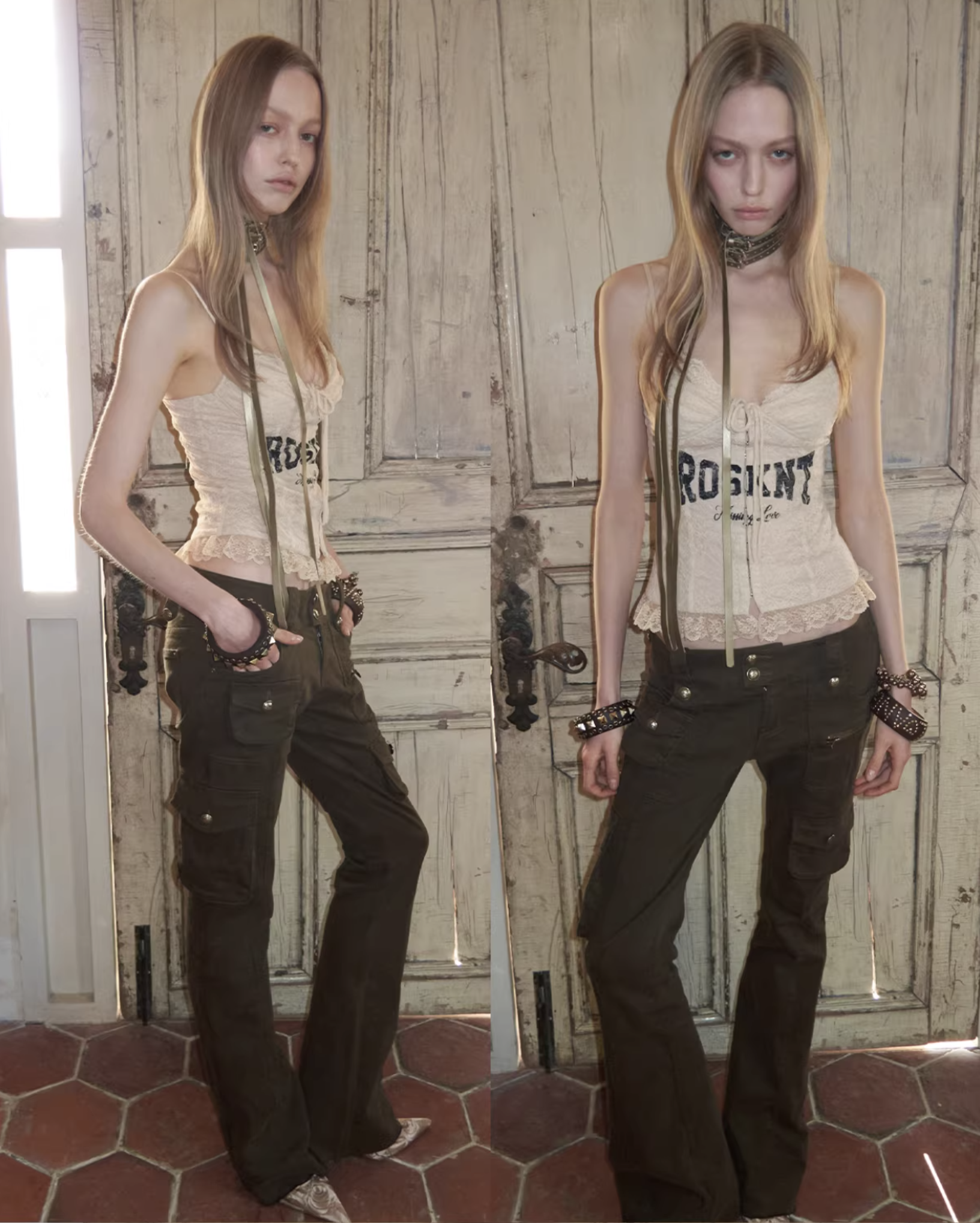 ♱ ROSIE LACE-UP LETTER PRINT CORSET CAMISOLE - 3colors ♱ PRE-ORDER 10 DAYS - Image 2