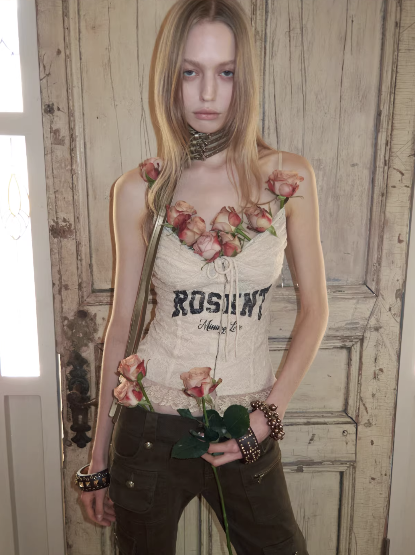 ♱ ROSIE LACE-UP LETTER PRINT CORSET CAMISOLE - 3colors ♱ PRE-ORDER 10 DAYS - Image 14