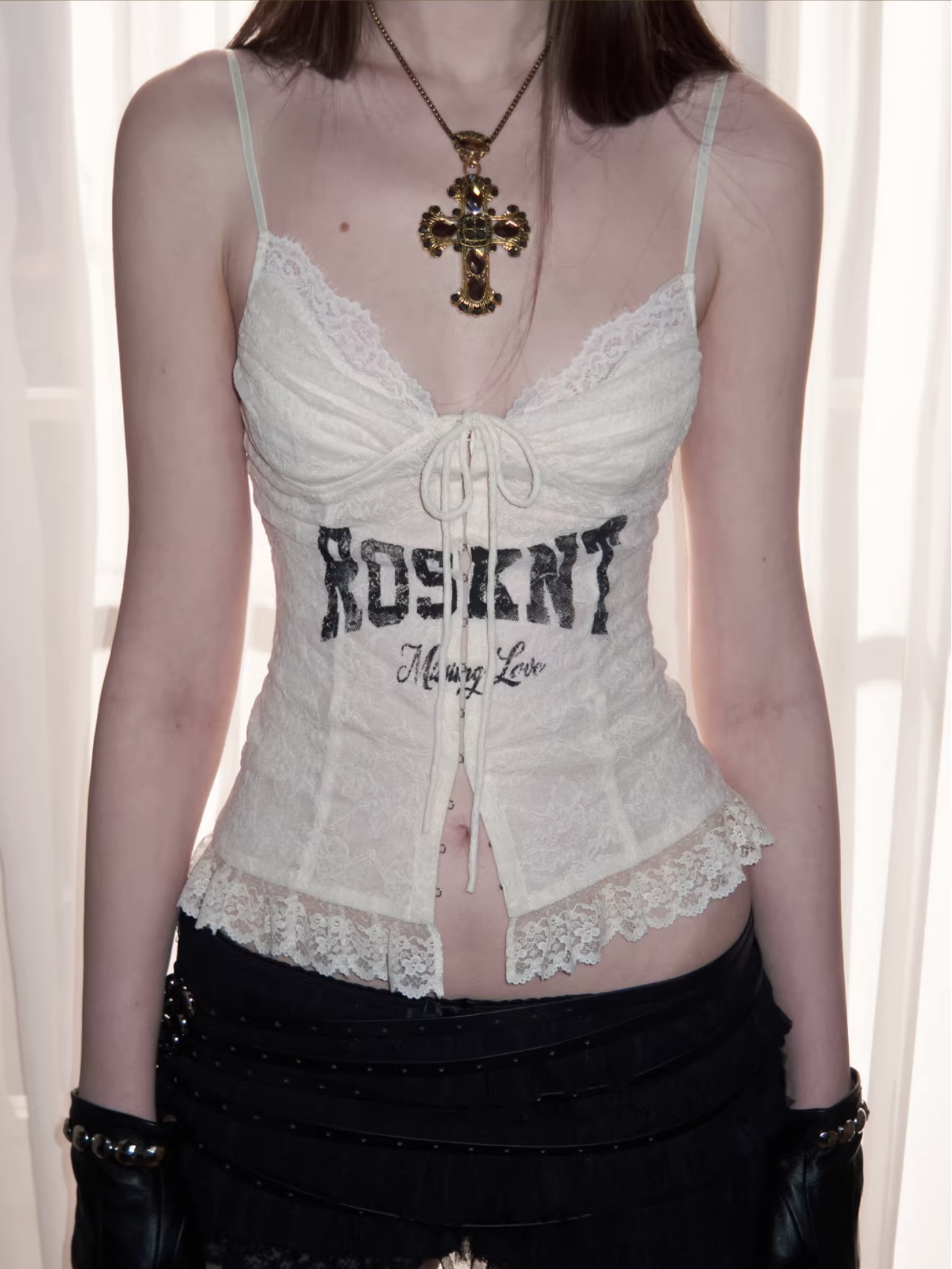 ♱ ROSIE LACE-UP LETTER PRINT CORSET CAMISOLE - 3colors ♱ PRE-ORDER 10 DAYS - Image 22