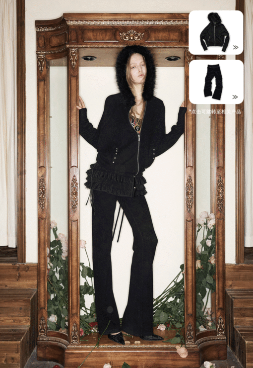 Alternative view of IN STOCK ♱ BATWING HOODIE & FLARED PANTS SET - 2colors