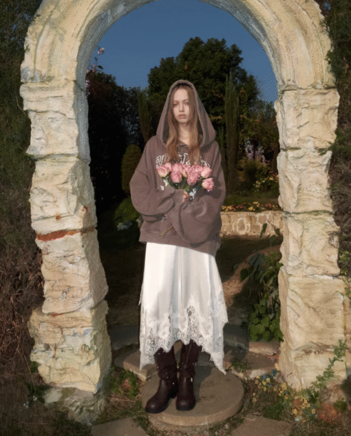 Alternative view of ♱ ROSKNT PRINT SLOUCHY WASHED HOODIE - 3colors ♱ PRE-ORDER 10 DAYS