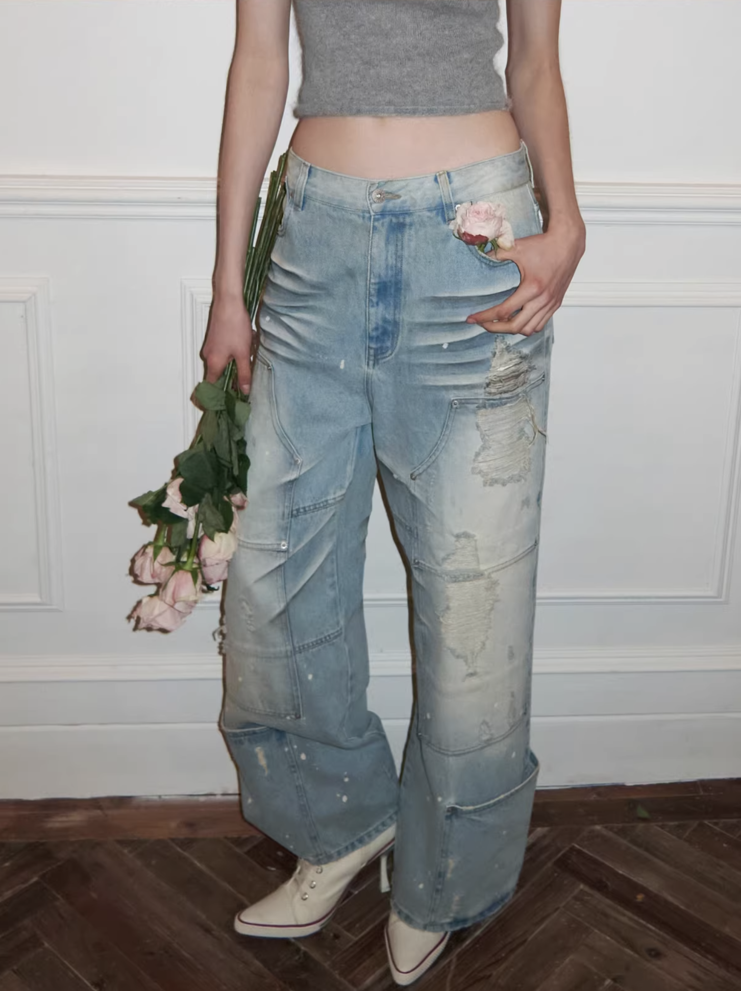 ♱ WASHED DISTRESSED STRAIGHT-LEG JEANS ♱ PRE-ORDER 10 DAYS - Image 7