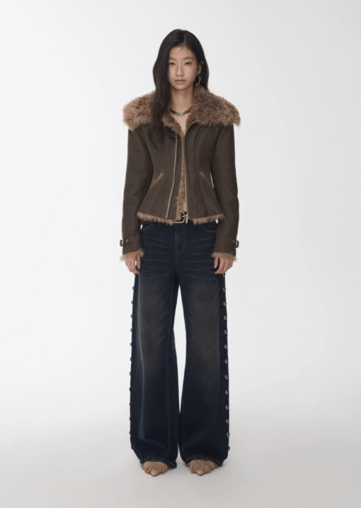 Alternative view of IN STOCK ♱ HERITAGE FAUX SHEARLING WASHED LEATHER SLIM JACKET ♱ 3colors