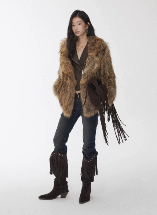 Alternative view of ♱ THE NOMAD RACCOON FUR WOVEN COAT ♱ 2colors